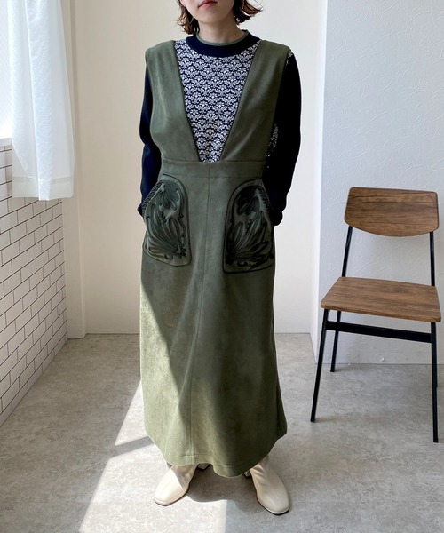 「LHELBIE」 サロペットスカート M オリーブ レディース_画像8