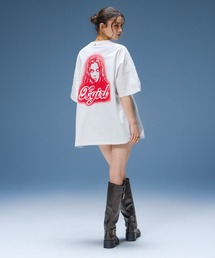 X-girl（エックスガール） ワンピース 夏 半袖 SPRAY FACE S/S BIG TEE