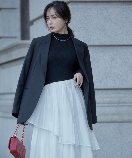 「anuans」 ドッキングワンピース MEDIUM ベージュ レディースの画像