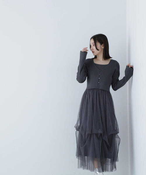 「NATURAL BEAUTY BASIC」 ドッキングワンピース MEDIUM ベージュ レディースの画像