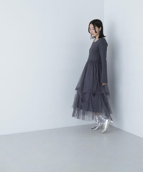 「NATURAL BEAUTY BASIC」 ドッキングワンピース MEDIUM ベージュ レディースの画像