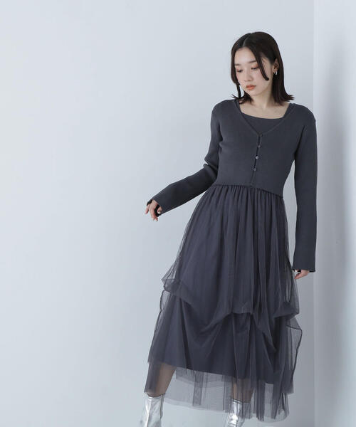 「NATURAL BEAUTY BASIC」 ドッキングワンピース MEDIUM ベージュ レディースの画像