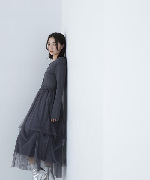 「NATURAL BEAUTY BASIC」 ドッキングワンピース MEDIUM ベージュ レディースの画像