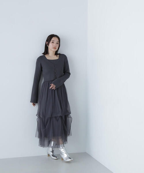 「NATURAL BEAUTY BASIC」 ドッキングワンピース MEDIUM ベージュ レディースの画像