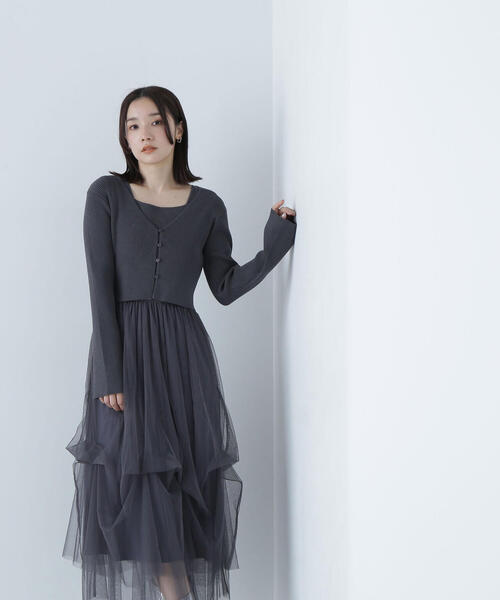 「NATURAL BEAUTY BASIC」 ドッキングワンピース MEDIUM ベージュ レディースの画像