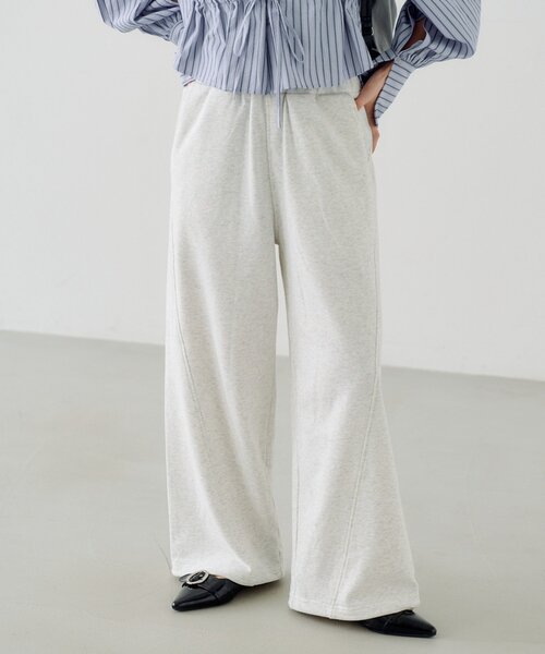 スウェットパンツ ジャージ 「無地＆花柄/2サイズ展開/低身長サイズ」フラワーステッチスウェットパンツ レディースの画像