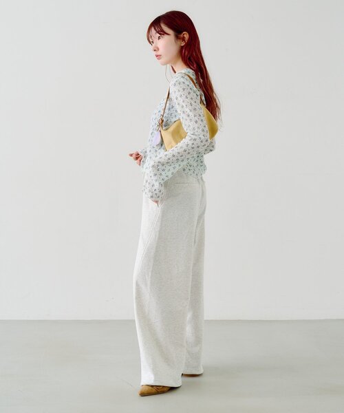スウェットパンツ ジャージ 「無地＆花柄/2サイズ展開/低身長サイズ」フラワーステッチスウェットパンツ レディースの画像