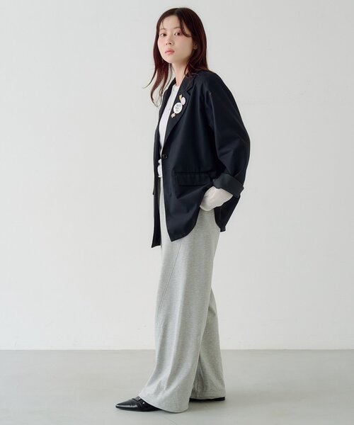 スウェットパンツ ジャージ 「無地＆花柄/2サイズ展開/低身長サイズ」フラワーステッチスウェットパンツ レディースの画像