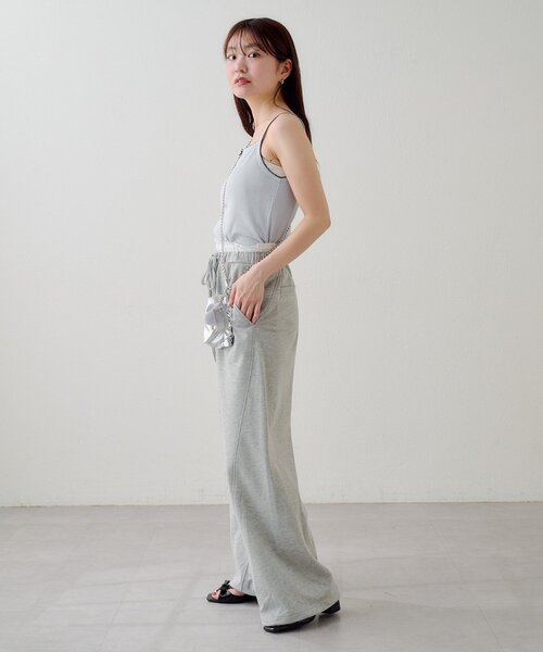 スウェットパンツ ジャージ 「無地＆花柄/2サイズ展開/低身長サイズ」フラワーステッチスウェットパンツ レディースの画像