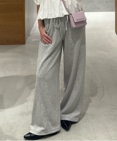 スウェットパンツ ジャージ 「無地＆花柄/2サイズ展開/低身長サイズ」フラワーステッチスウェットパンツ レディースの画像