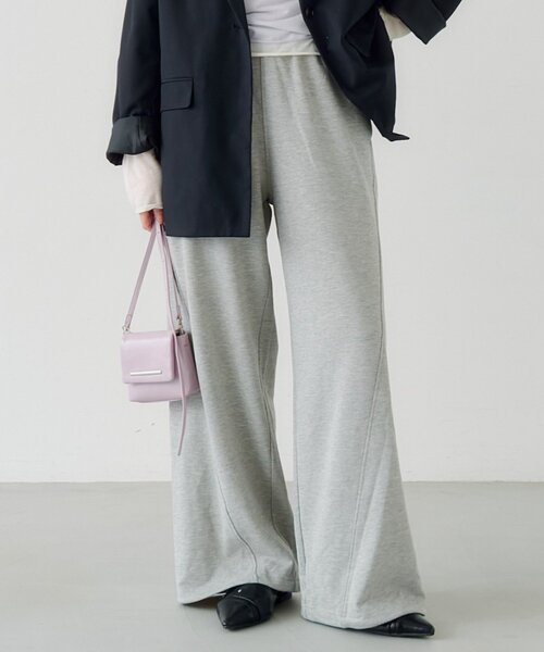 スウェットパンツ ジャージ 「無地＆花柄/2サイズ展開/低身長サイズ」フラワーステッチスウェットパンツ レディースの画像