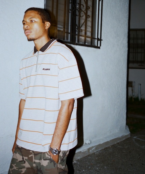 XLARGE（エクストラ ラージ） tシャツ STRIPE ZIP POLO SHIRT メンズ