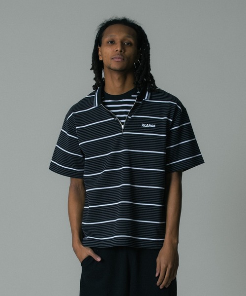 XLARGE（エクストラ ラージ） tシャツ STRIPE ZIP POLO SHIRT メンズ