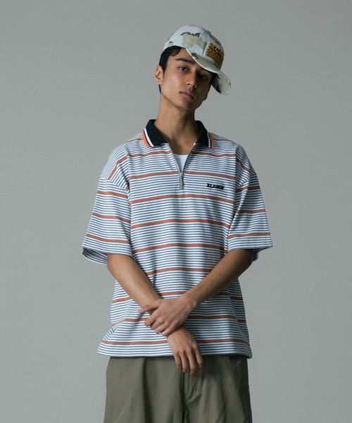 XLARGE（エクストラ ラージ） tシャツ STRIPE ZIP POLO SHIRT メンズ