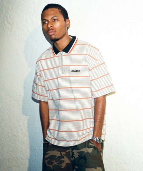 XLARGE（エクストラ ラージ） tシャツ STRIPE ZIP POLO SHIRT メンズ