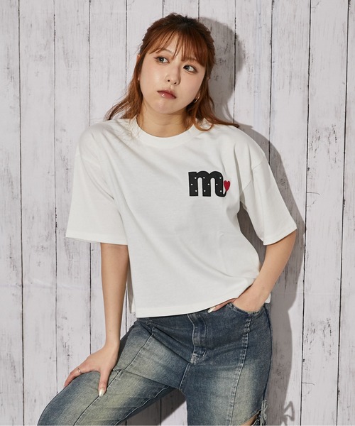 tシャツ 半袖 「ハートロゴ刺繍」Tシャツ／ストリート×フェミニン／春