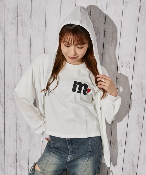 HRM ハートロゴ 長袖Tシャツ 白 L 新品 tシャツ 半袖 「ハートロゴ刺繍」Tシャツ／ストリート×フェミニン／春