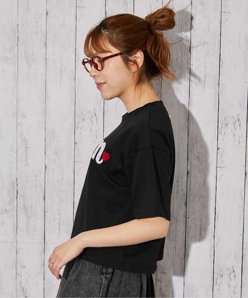 tシャツ 半袖 「ハートロゴ刺繍」Tシャツ／ストリート×フェミニン／春