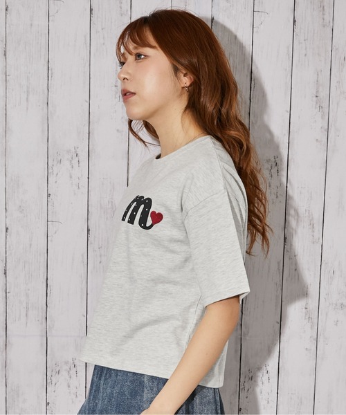 tシャツ 半袖 「ハートロゴ刺繍」Tシャツ／ストリート×フェミニン／春