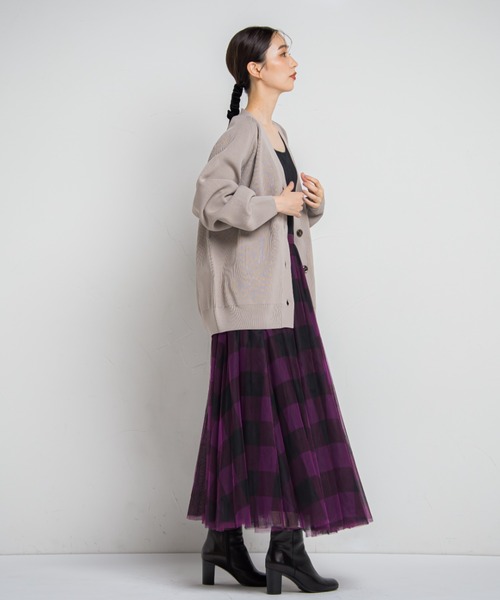 「Droite lautreamont」 ニットカーディガン M パープル レディース_画像3