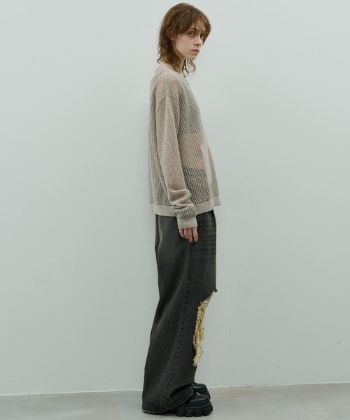 「AIVER」 長袖ニット SMALL ダークグレー メンズ_画像3
