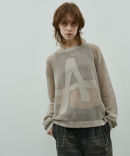 「AIVER」 長袖ニット SMALL ダークグレー メンズ_画像7