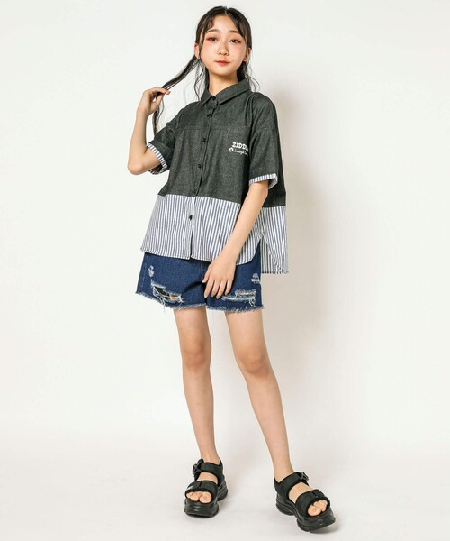 「ZIDDY」 「KIDS」半袖シャツ 140 ブルー キッズ_画像4
