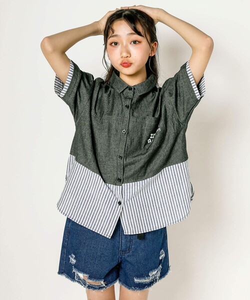 「ZIDDY」 「KIDS」半袖シャツ 140 ブルー キッズ_画像6