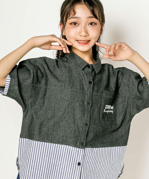 「ZIDDY」 「KIDS」半袖シャツ 140 ブルー キッズ_画像7