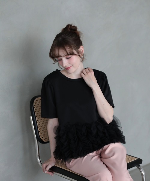 Myu（ミュー） tシャツ 半袖 裾FLOWERチュールTee (半袖) レディース 