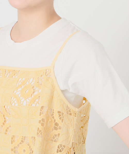 SLOBE IENA（スローブイエナ） キャミソール Indiaスクエア刺繍キャミ