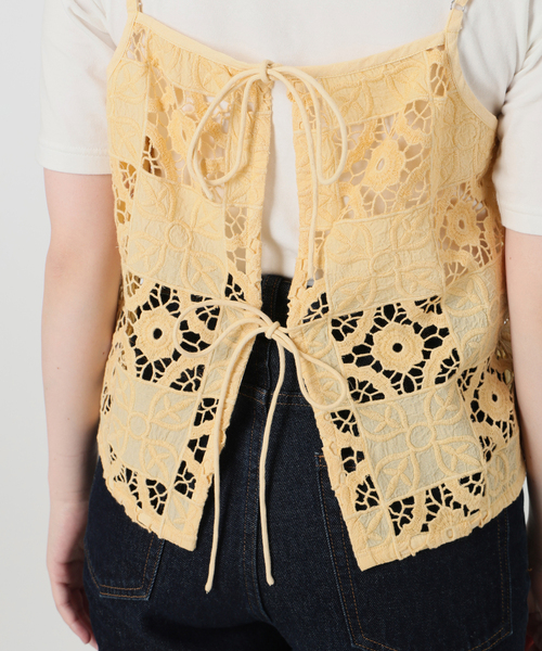 SLOBE IENA（スローブイエナ） キャミソール Indiaスクエア刺繍キャミ
