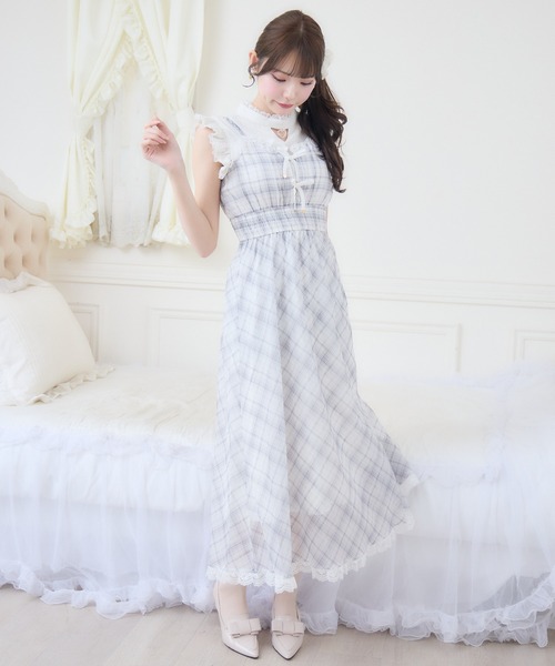 couture BY ROJITA 肩フリルチェックワンピース 肩フリルチェック