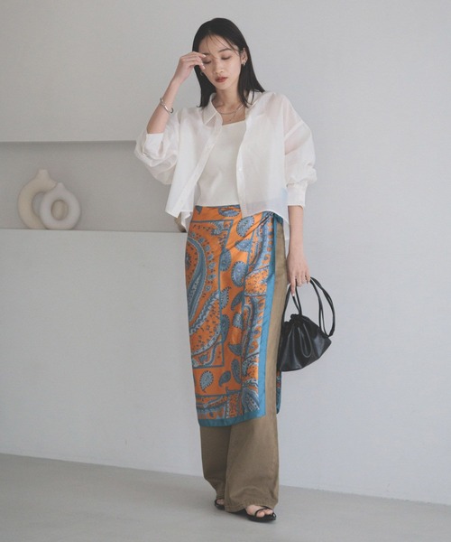 「LOWRYS FARM」 長袖シャツ SHORT グリーン レディース_画像3