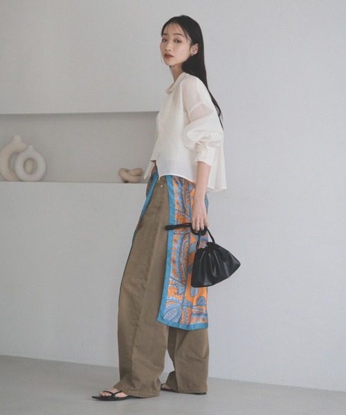 「LOWRYS FARM」 長袖シャツ SHORT グリーン レディース_画像4