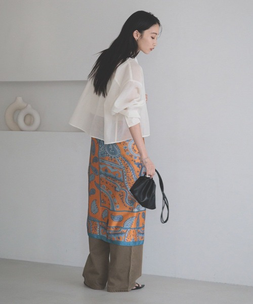 「LOWRYS FARM」 長袖シャツ SHORT グリーン レディース_画像5