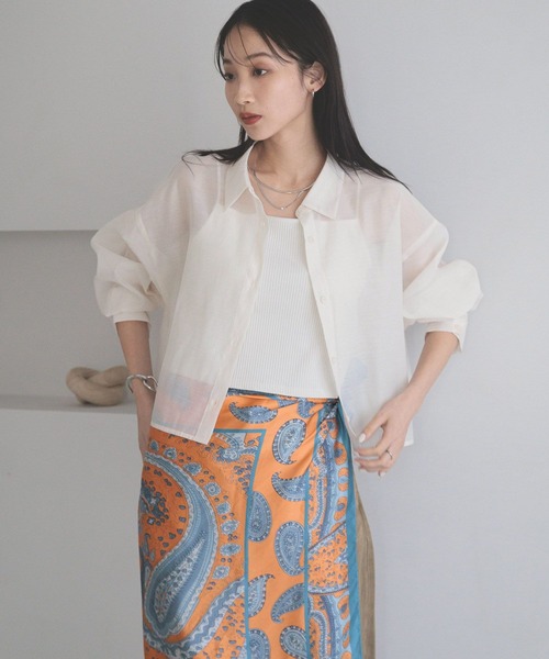 「LOWRYS FARM」 長袖シャツ SHORT グリーン レディース_画像7