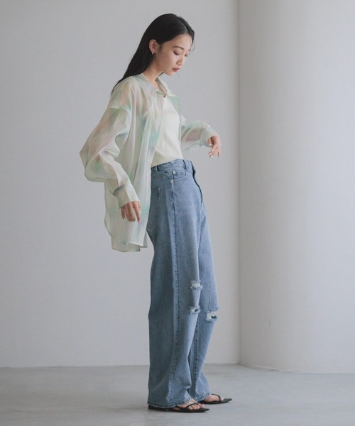 「LOWRYS FARM」 長袖シャツ SHORT グリーン レディース_画像9