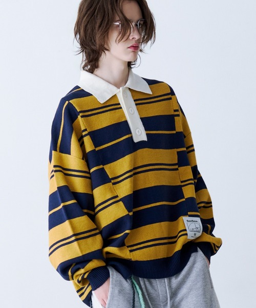 SeeSew ポロシャツ 「UNISEX」BORDER KNIT POLO/ボーダーニット