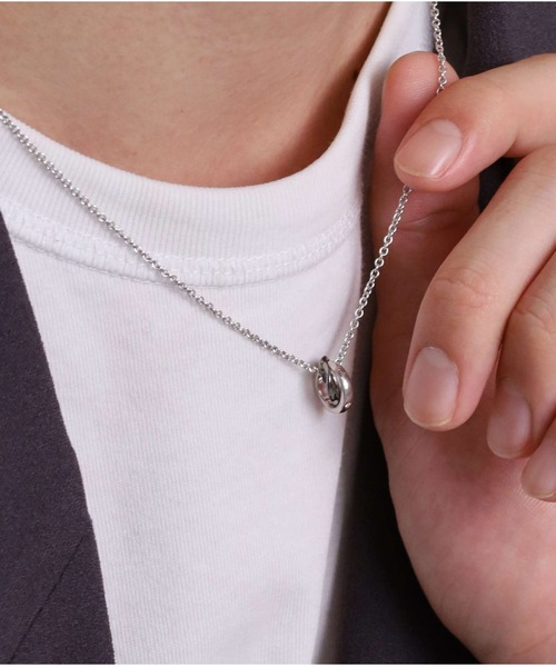 【新品】ライオンハート ネックレス ウェーブダブルリング シルバー925 for Gift”ウェーブダブルリングネックレス/シルバー×ブラック/シルバー
