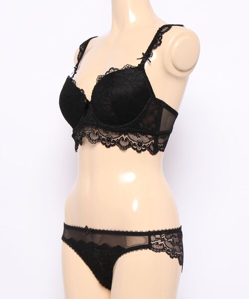 Lace Ladies ブラジャー ショーツセット 総レース×シースルー