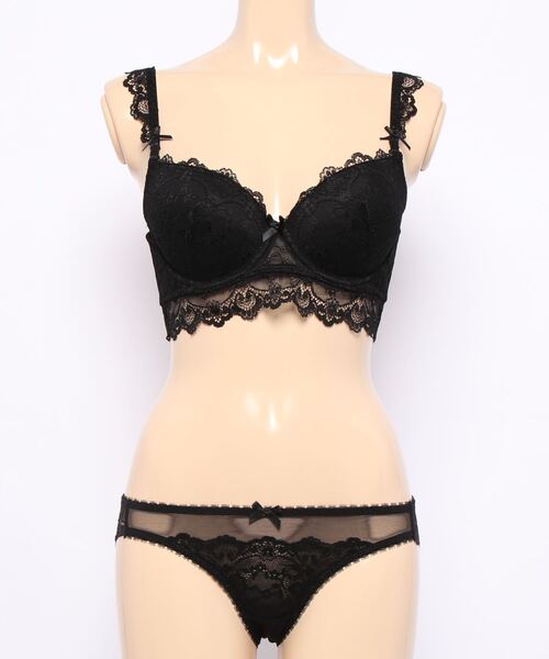 Lace Ladies ブラジャー ショーツセット 総レース×シースルー