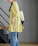 チュニック バンドカラー7分袖ヒヨクブラウスチ...の詳細画像4