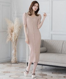 ワンピース32 Julia Boutique ワンピース ロング丈・選べる五分袖タイトニット
