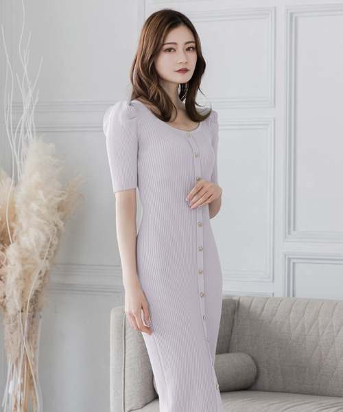 Julia Boutique ワンピース ロング丈・選べる五分袖タイトニット