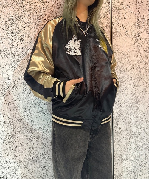 SIX LOUNGE スカジャン ラミ＆アール お友達スカジャン LIN AL-75606 猫 ねこ ネコ 鼠