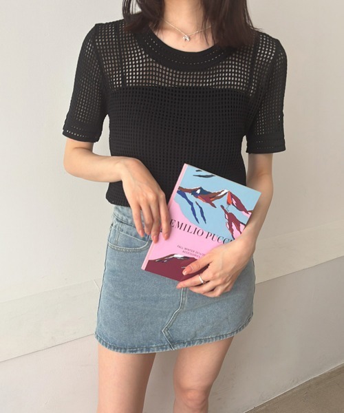tシャツ 「WEB限定」セーターマシーン 半袖ニットTシャツ レディース 組曲 tシャツ 「WEB限定」セーターマシーン 半袖ニットTシャツ