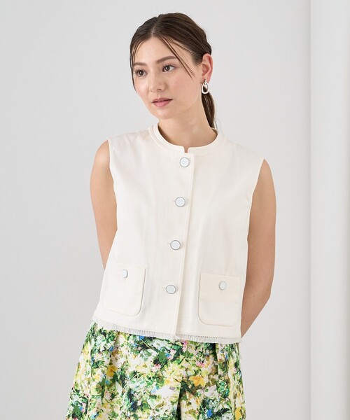 【ANAYI】ジレ セットアップ対応商品】リネンライクビエラショートジレ|ANAYI