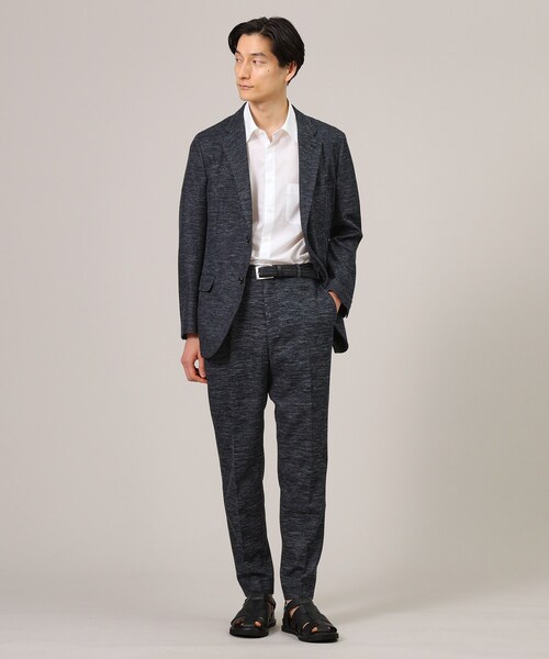 ✨新品・未使用✨TAKEO KIKUCHI ネイビー スラックス メンズ LL 抗菌防臭】クロスウィーブ イージースラックス（フルレングス