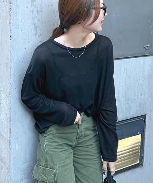 nounless シアートップス tシャツ 「新色追加」スラブ調シアートップス レディース